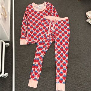 Hanna Andersson Red and Blue Strawberry Pajama Set Women's S